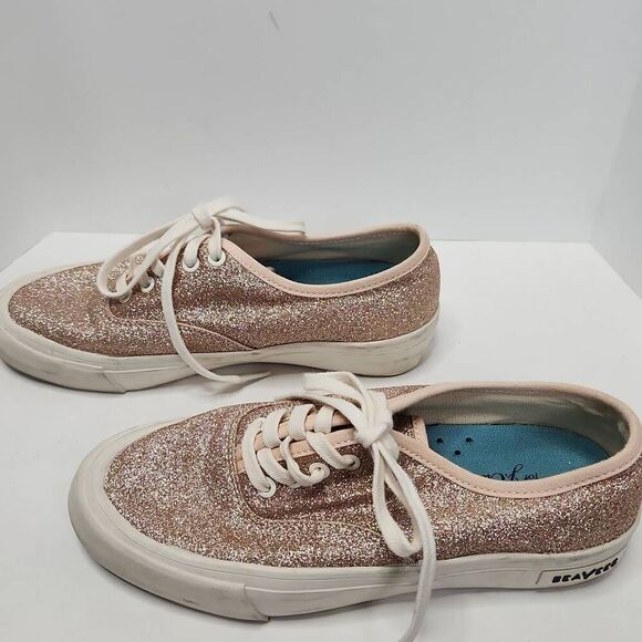 SeaVees J.Crew Womens Rose Gold Sparkle Glitter Legend Sneaker Shoes Size 6 - Picture 10 of 11